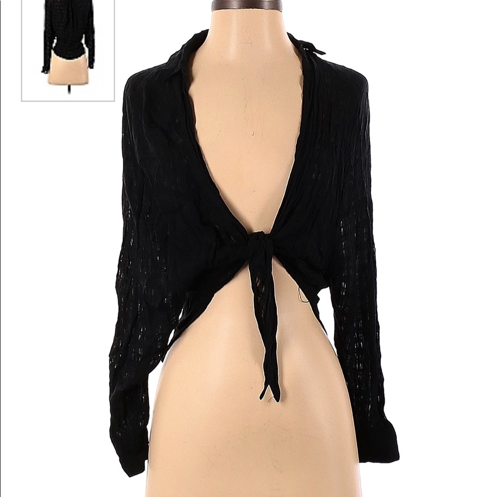 BDG front tie black crop